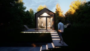 "Domek sauna" 21m2 z ścianą działową 